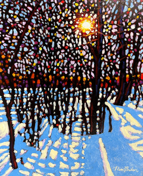 *ORIGINAL OIL* Blue Shadows Bright Sparkle 11" by 14"